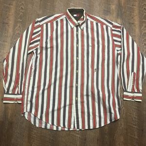 Vtg 90s Tommy Hilfiger Striped Button Up MENS Sz L